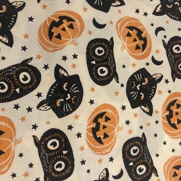 Cool PUMPKINS, BLACK CATS & OWLS Handmade Cotton Pillowcase Fits Standard/Queen - Picture 3 of 3